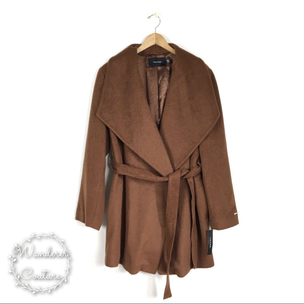 TAHARI Ella Double Face Wool Blend Wrap Coat